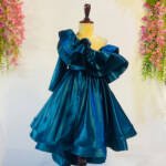 Plain Net Blue Baby Girls Party Wear Frocks