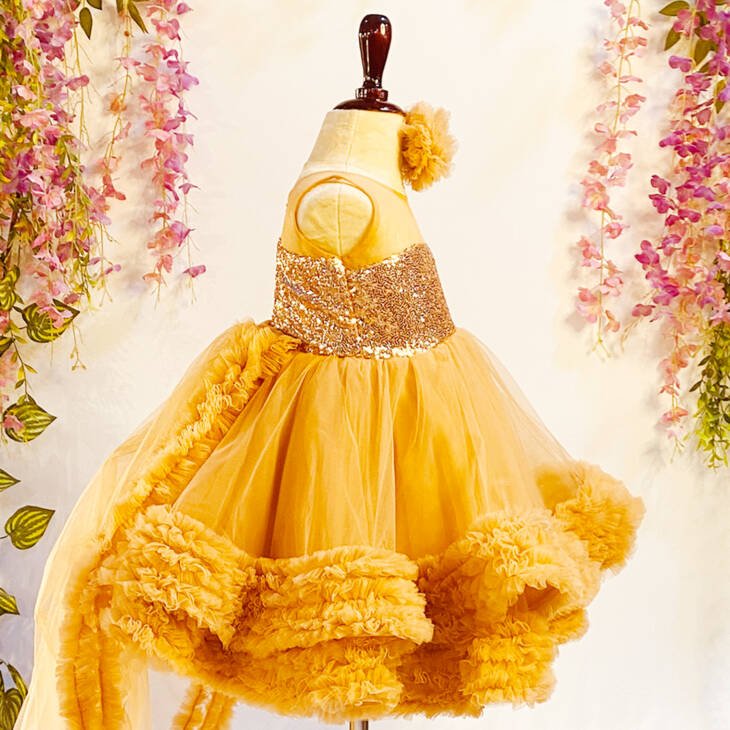 Golden Royalty Ruffle Gown - Image 4