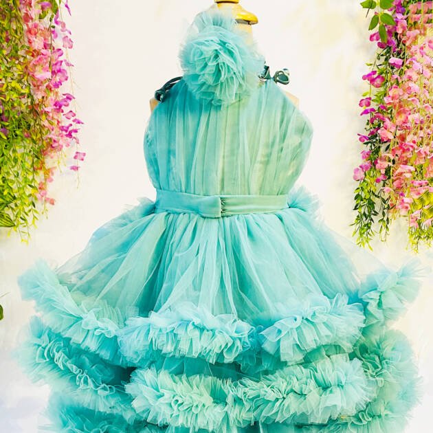 Aqua Dream Ruffle Dress