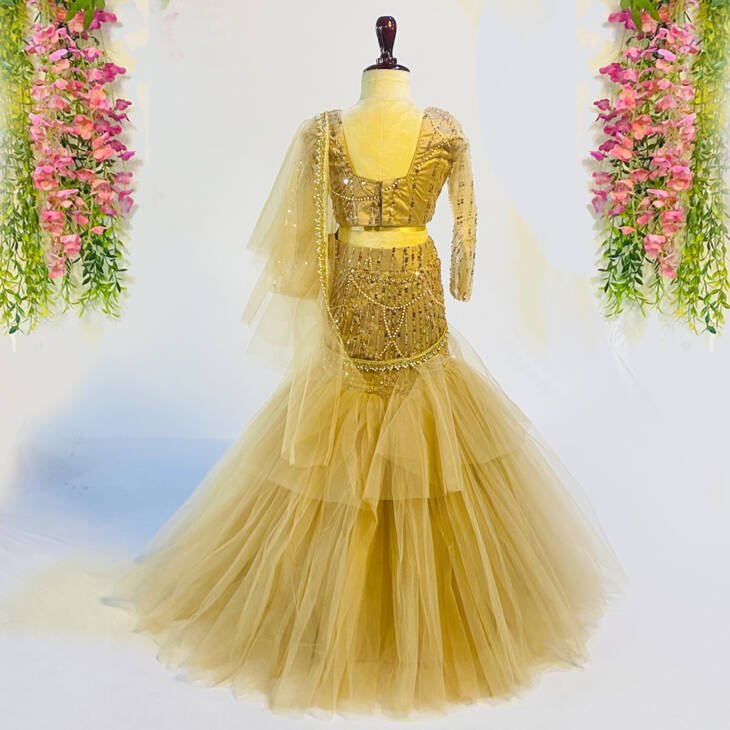 Golden Party Designer Gown - Image 3