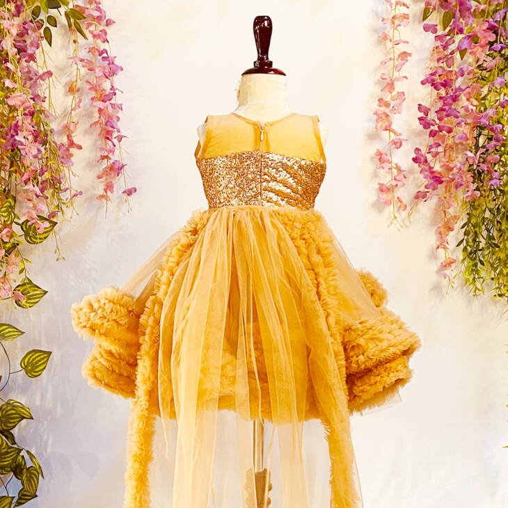 Golden Royalty Ruffle Gown