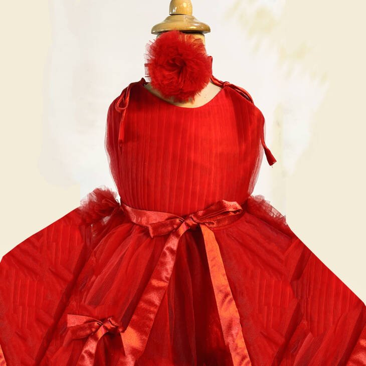 Red Long Tail Girl Vesture Flower Girl Dress - Image 2