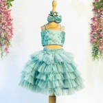 Green Multilayer Ruffle Frock